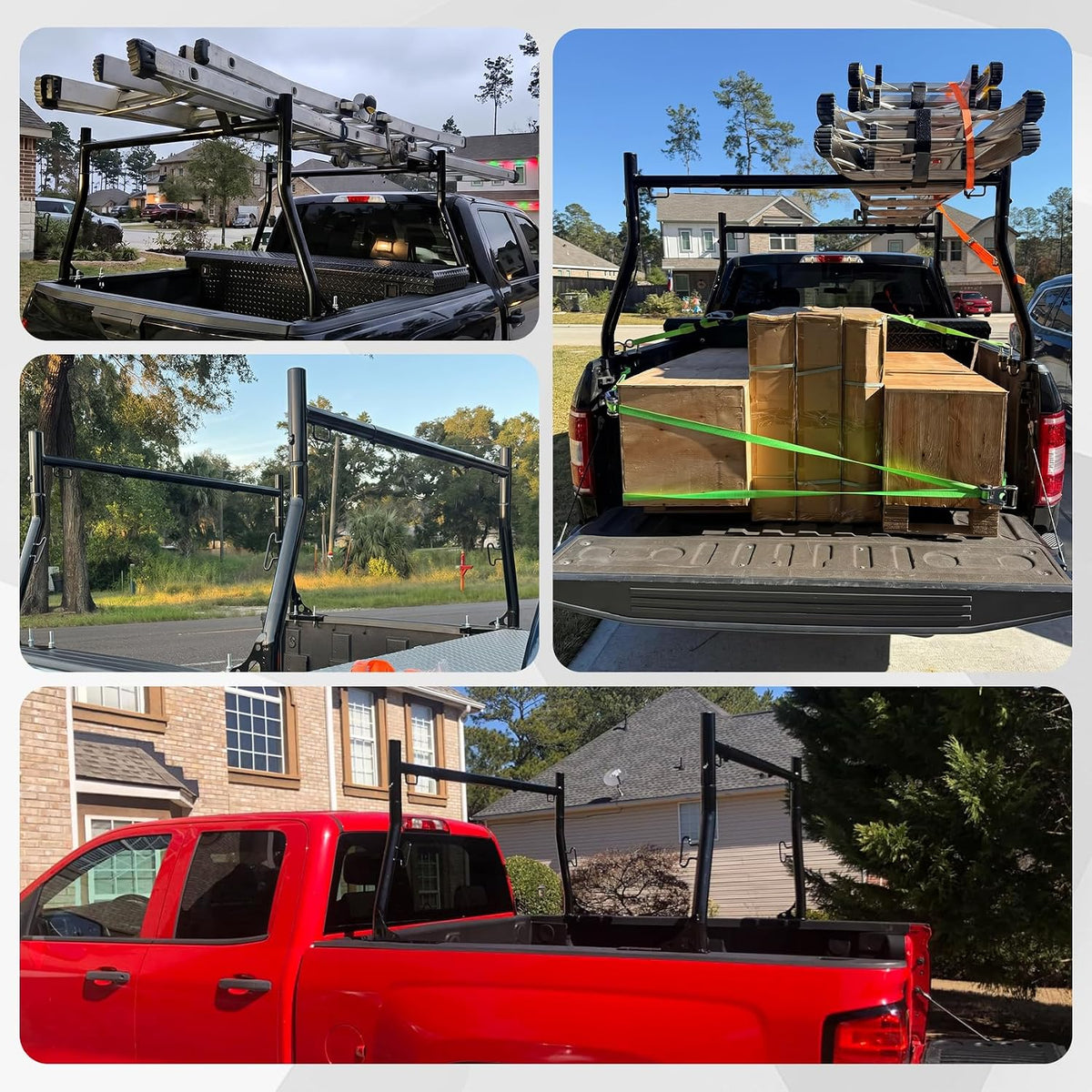 Truck Bed Ladder Rack – 800 lb Capacity, No-Drill J-Bolt Mount