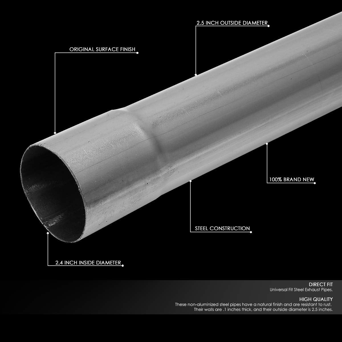 2.5'' Custom Exhaust Kit Mild Steel Tubing Mandrel Bend Pipe Straight & U-Bend